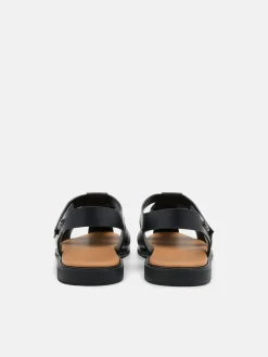 Roman Backstrap Sandals - Black