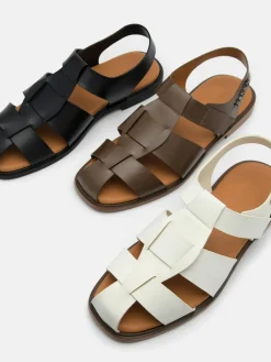 Roman Backstrap Sandals - Black