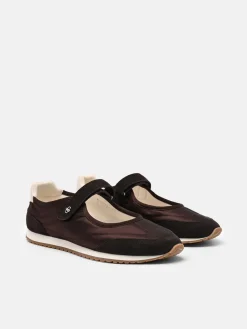 Romy Satin Sneakers - Dark Brown