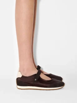 Romy Satin Sneakers - Dark Brown
