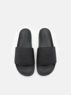 Rubber Slide Sandals - Black