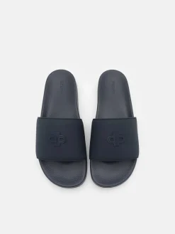Rubber Slide Sandals - Navy