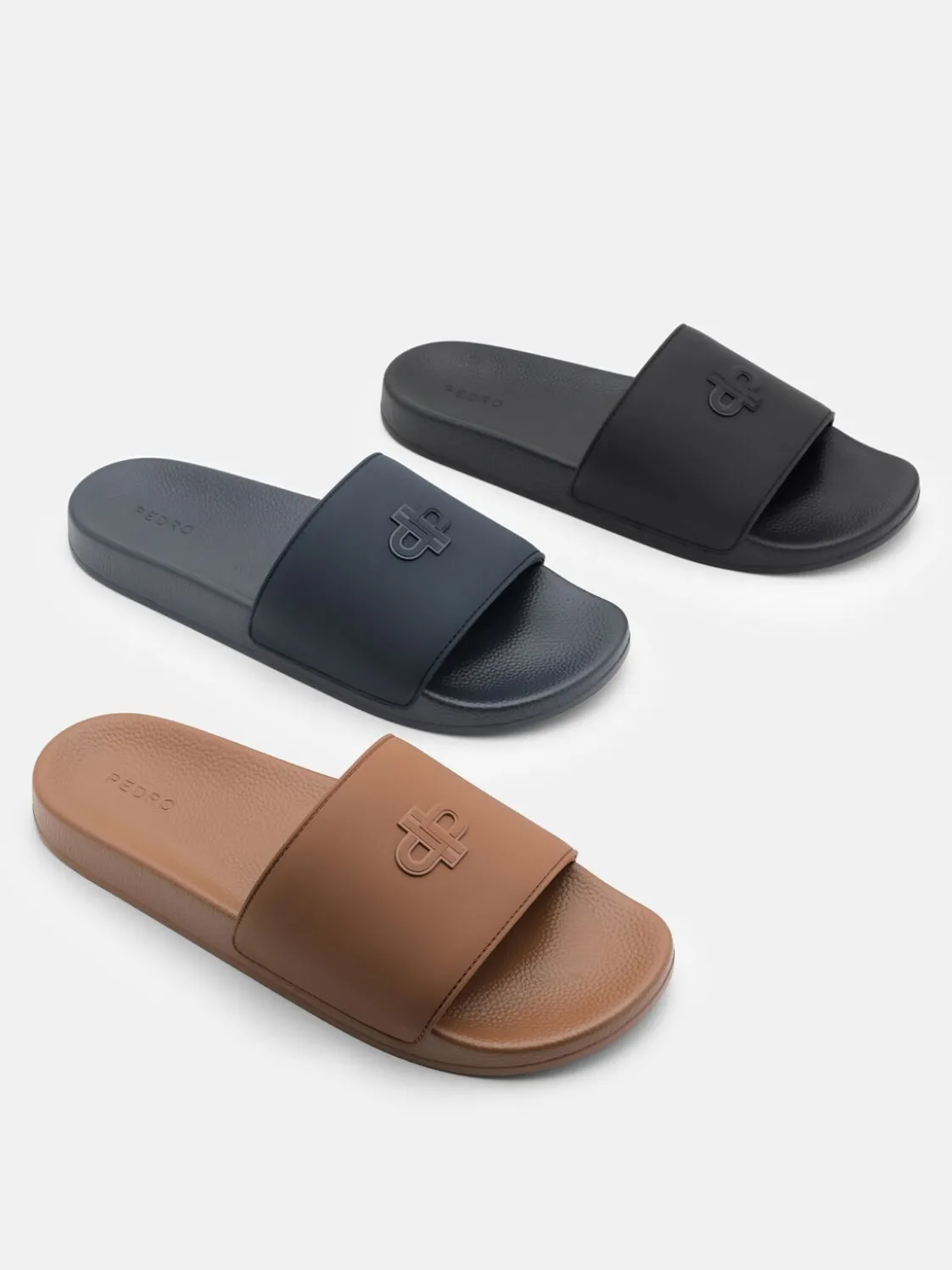 Rubber Slide Sandals - Navy