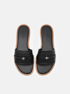 Sadie Woven Slide Sandals - Black Weave
