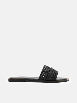 Sadie Woven Slide Sandals - Black Weave