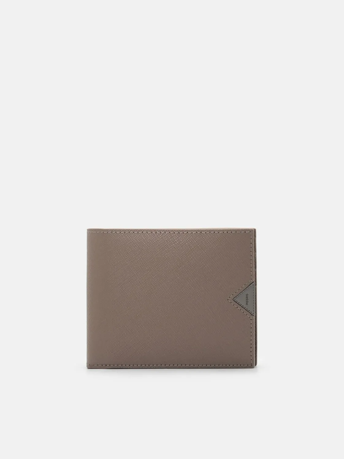 Saffiano Leather Bi-Fold Flip Wallet - Dark Taupe