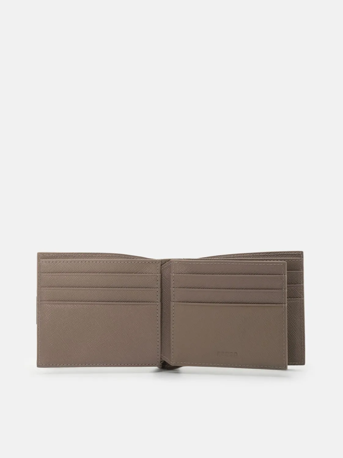 Saffiano Leather Bi-Fold Flip Wallet - Dark Taupe