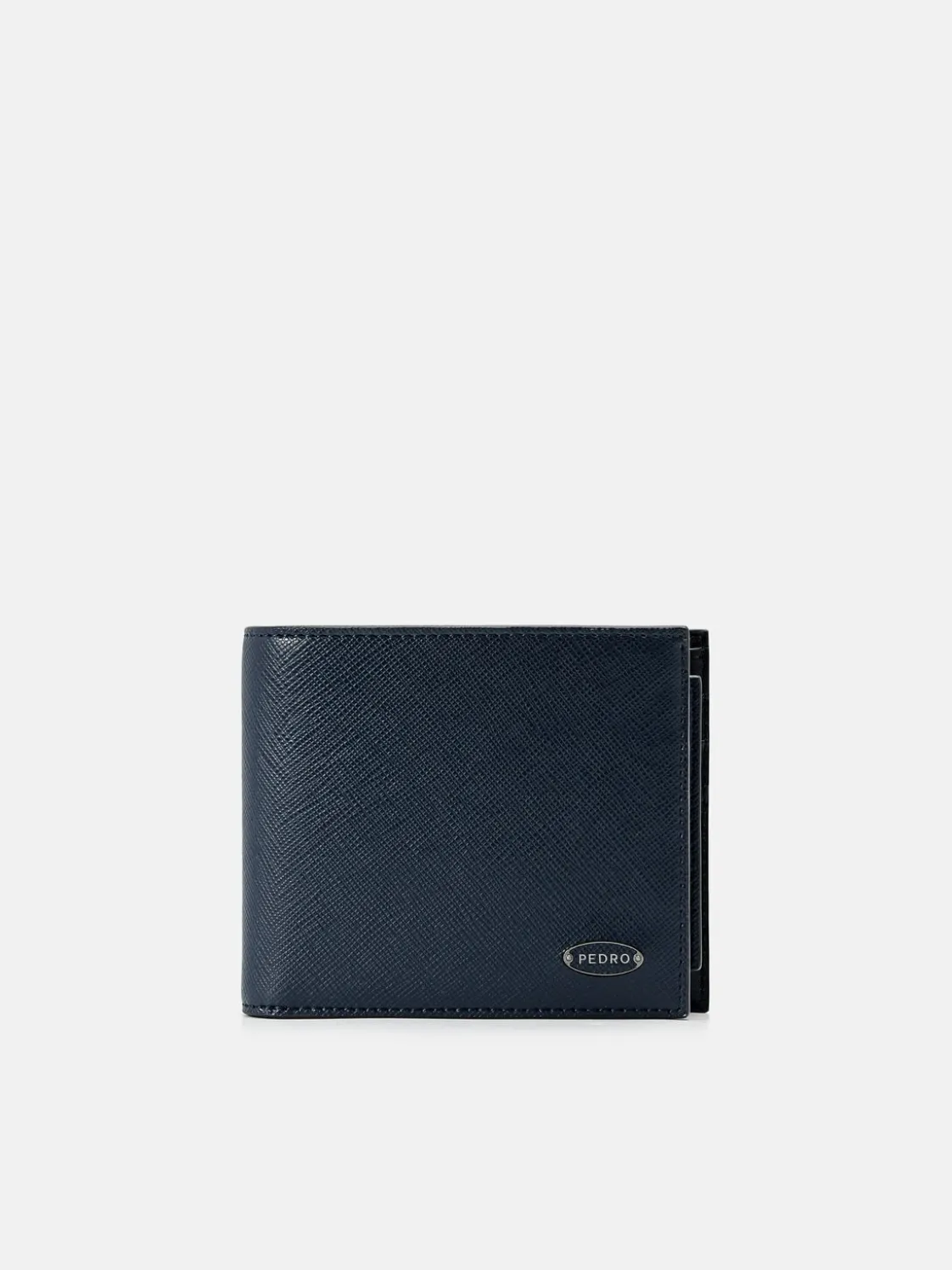Saffiano Leather Bi-Fold Wallet with Insert - Navy