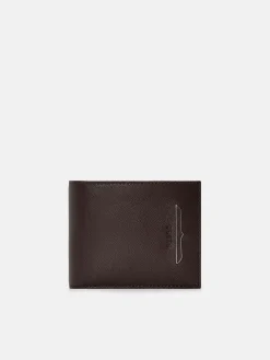 Saffiano Leather Bi-Fold Wallet with Coin Pouch - Dark Brown Saffiano