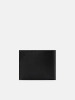 Saffiano Leather Bi-Fold Wallet with Coin Pouch - Black Saffiano