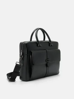 Saffiano Leather Briefcase - Black