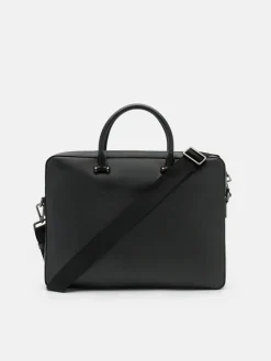Saffiano Leather Briefcase - Black
