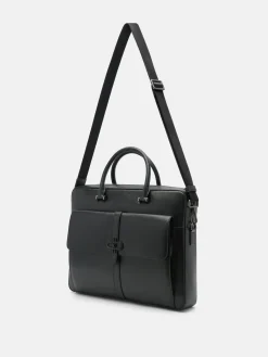 Saffiano Leather Briefcase - Black