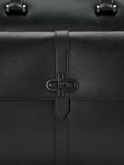 Saffiano Leather Briefcase - Black