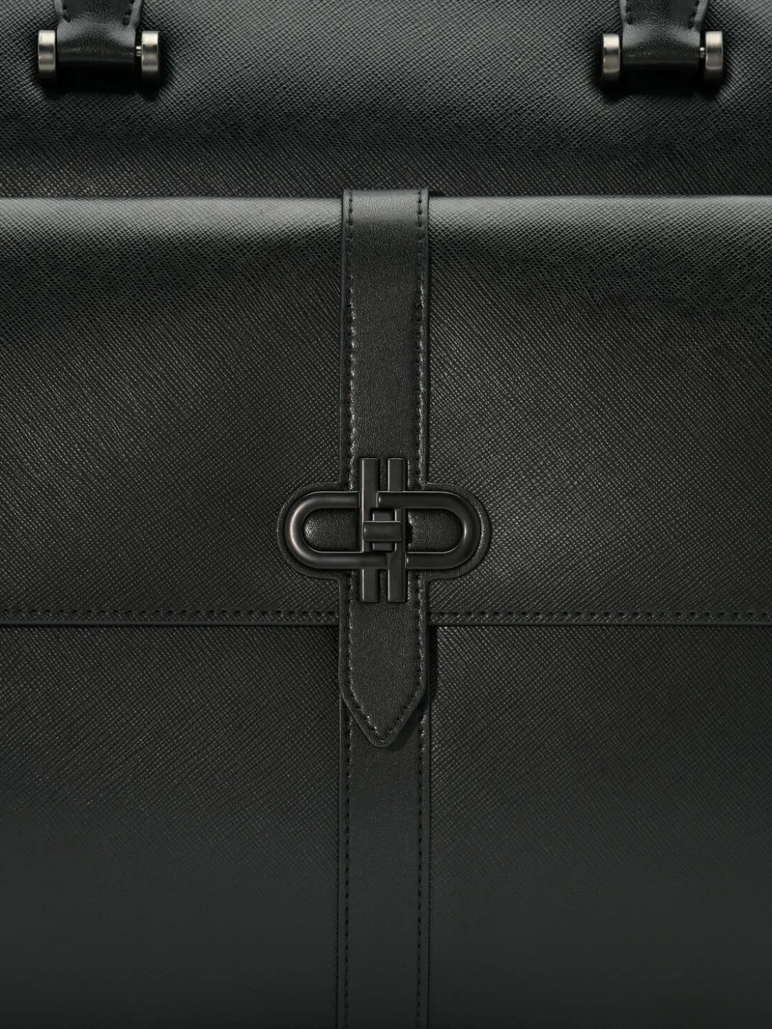 Saffiano Leather Briefcase - Black