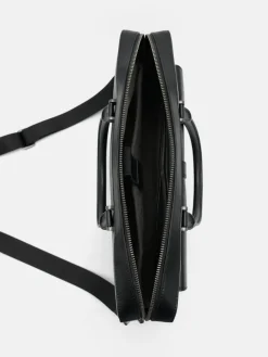 Saffiano Leather Briefcase - Black