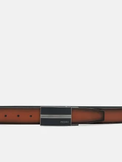Saffiano Leather Reversible Tang Belt - Black
