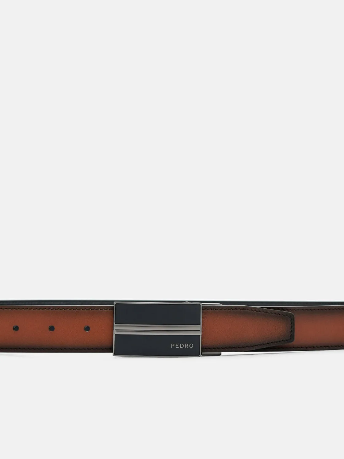 Saffiano Leather Reversible Tang Belt - Black