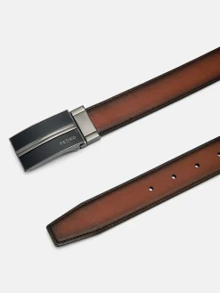 Saffiano Leather Reversible Tang Belt - Black