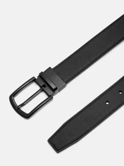 Saffiano Leather Reversible Pin Belt - Dark Grey