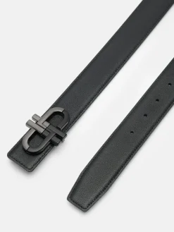Saffiano Leather Reversible Tang Belt - Black