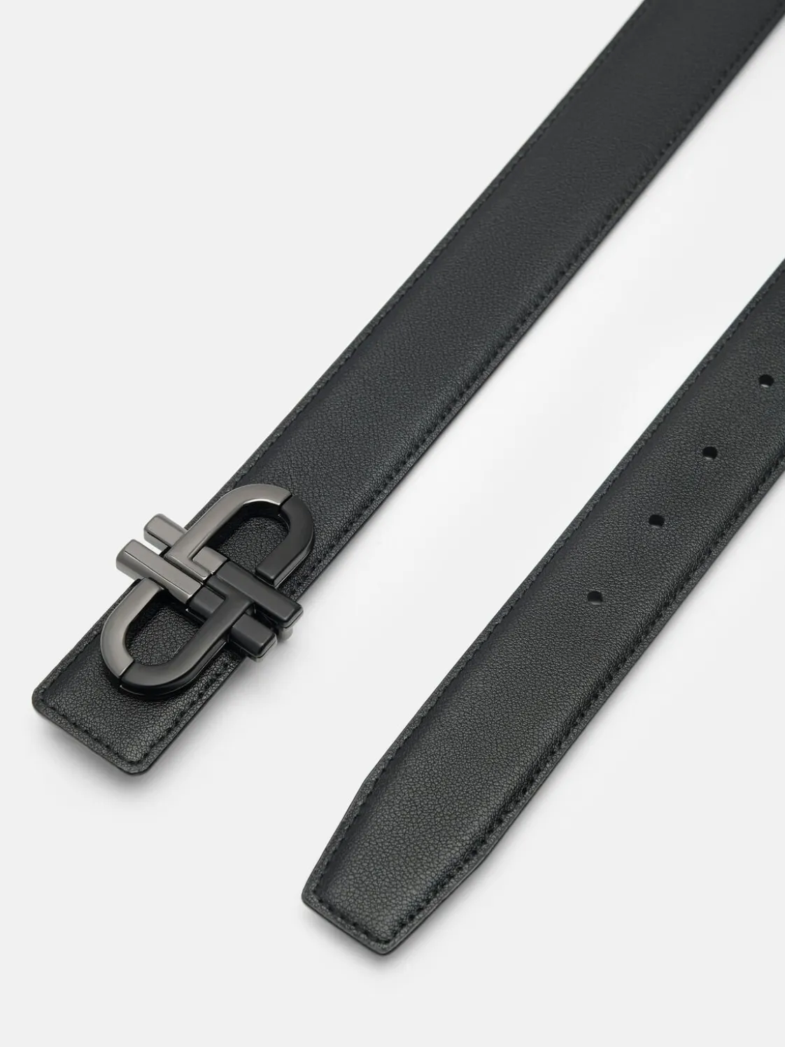 Saffiano Leather Reversible Tang Belt - Black