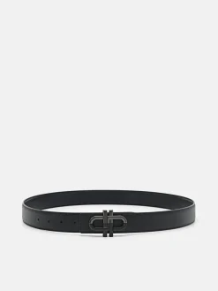 Saffiano Leather Reversible Tang Belt - Black