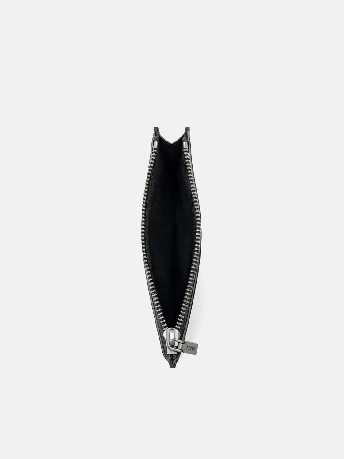Saffiano Leather Zipped Card Holder - Black Saffiano