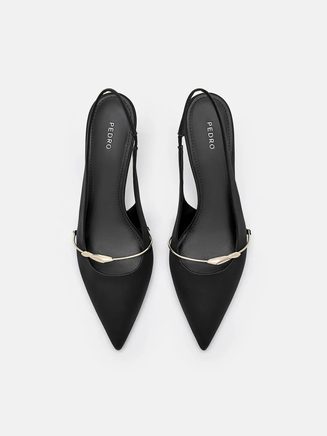 Satin Slingback Heel Pumps - Black
