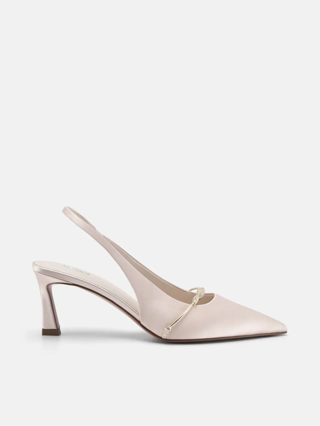 Satin Slingback Heel Pumps - Champagne