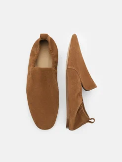 Scrunch Leather Slip-On Flats - Cognac