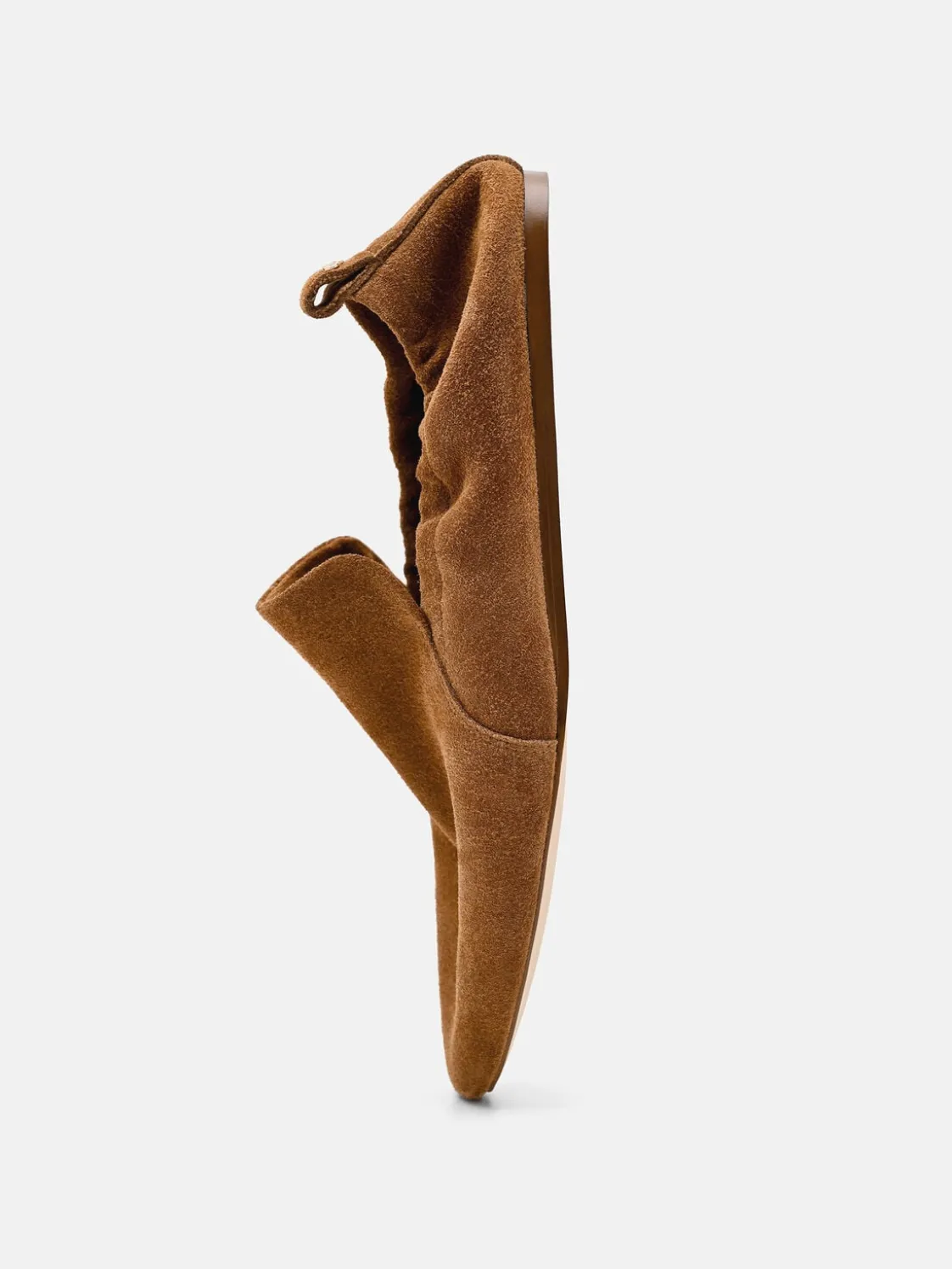 Scrunch Leather Slip-On Flats - Cognac