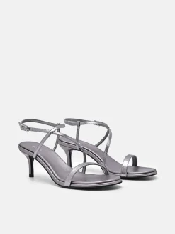 Strappy Heel Sandals - Pewter