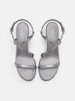 Strappy Heel Sandals - Pewter