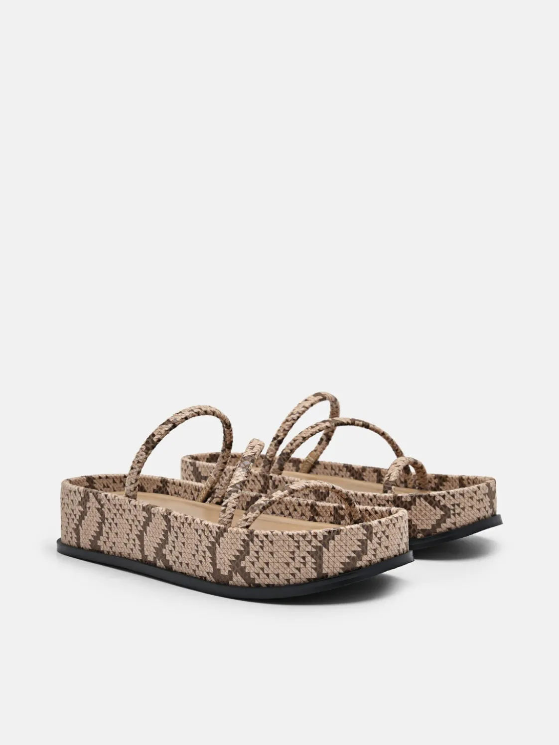 Strappy Platform Sandals - Sand