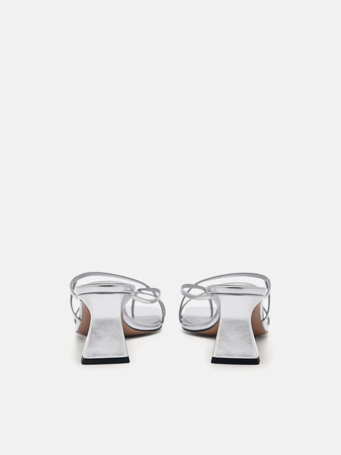 Strappy Toe Loop Heel Sandals - Silver