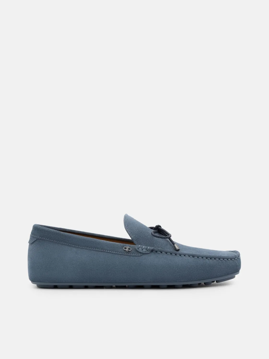 Suede Bow Driving Shoes - Slate Blue
