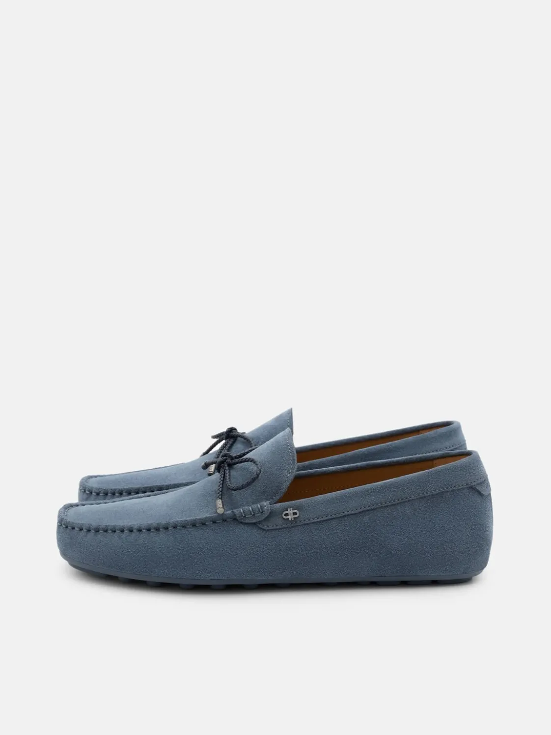 Suede Bow Driving Shoes - Slate Blue