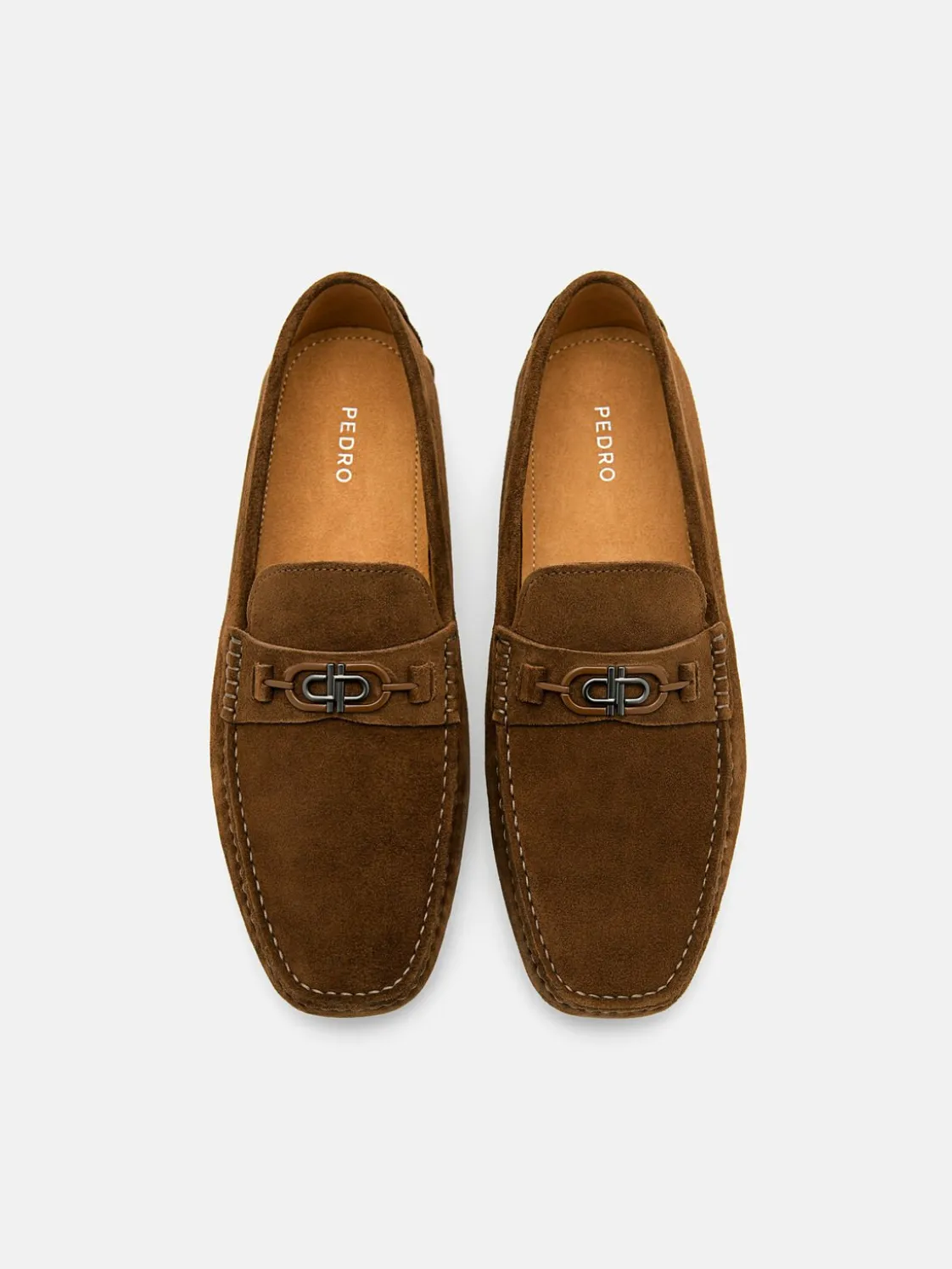 Suede Horsebit Driving Shoes - Brown