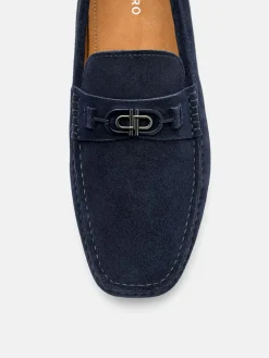 Suede Horsebit Driving Shoes - Navy
