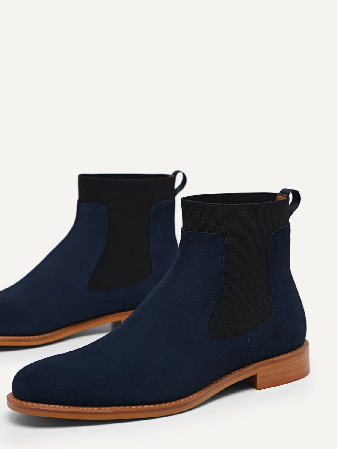 Suede Leather Chelsea Boots - Navy