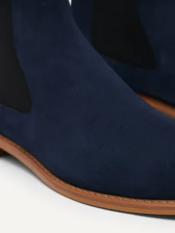 Suede Leather Chelsea Boots - Navy