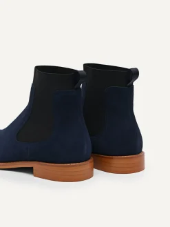 Suede Leather Chelsea Boots - Navy