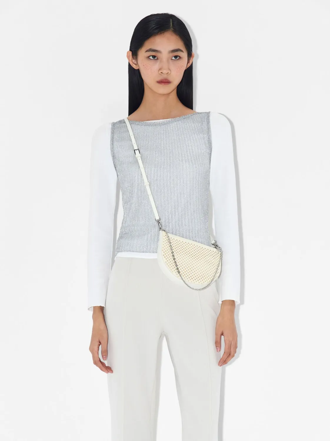 Suede Mini Shoulder Bag - Chalk