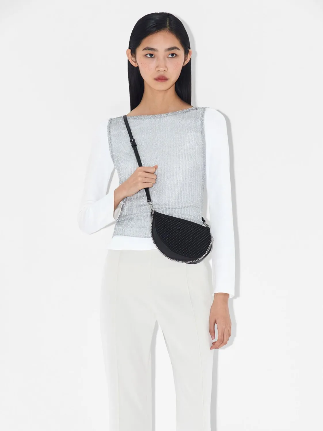 Suede Mini Shoulder Bag - Black