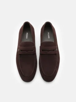 Suede Penny Loafers - Dark Brown