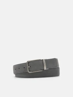 Suede Reversible Pin Belt - Grey