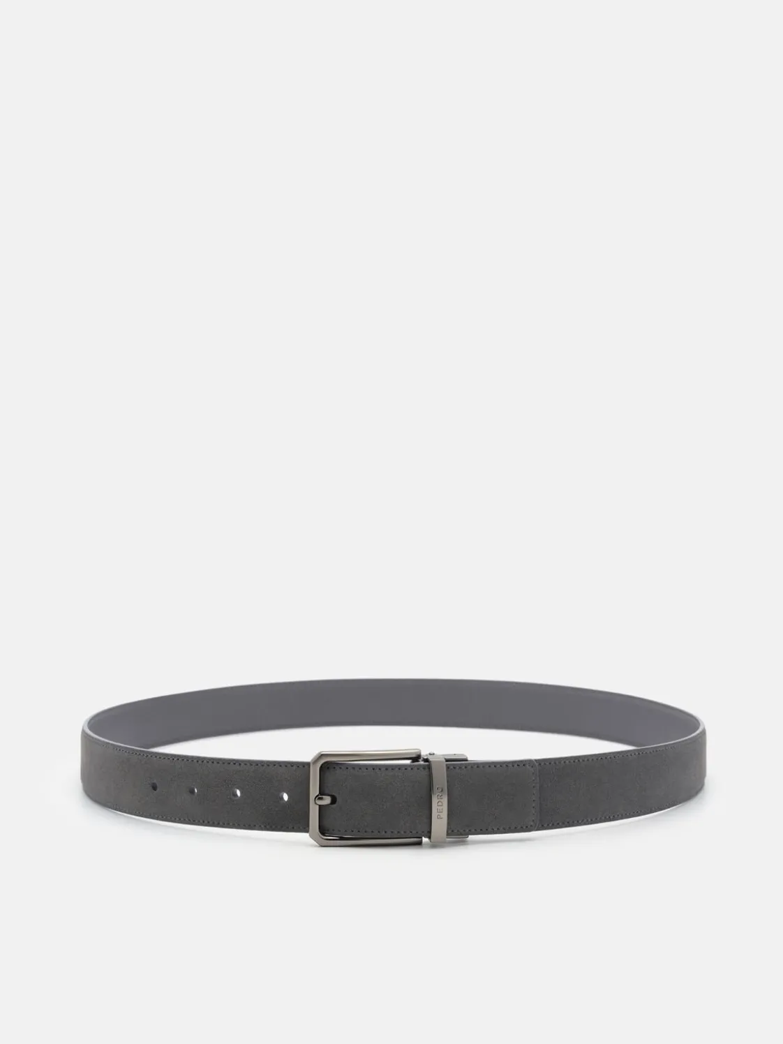 Suede Reversible Pin Belt - Grey