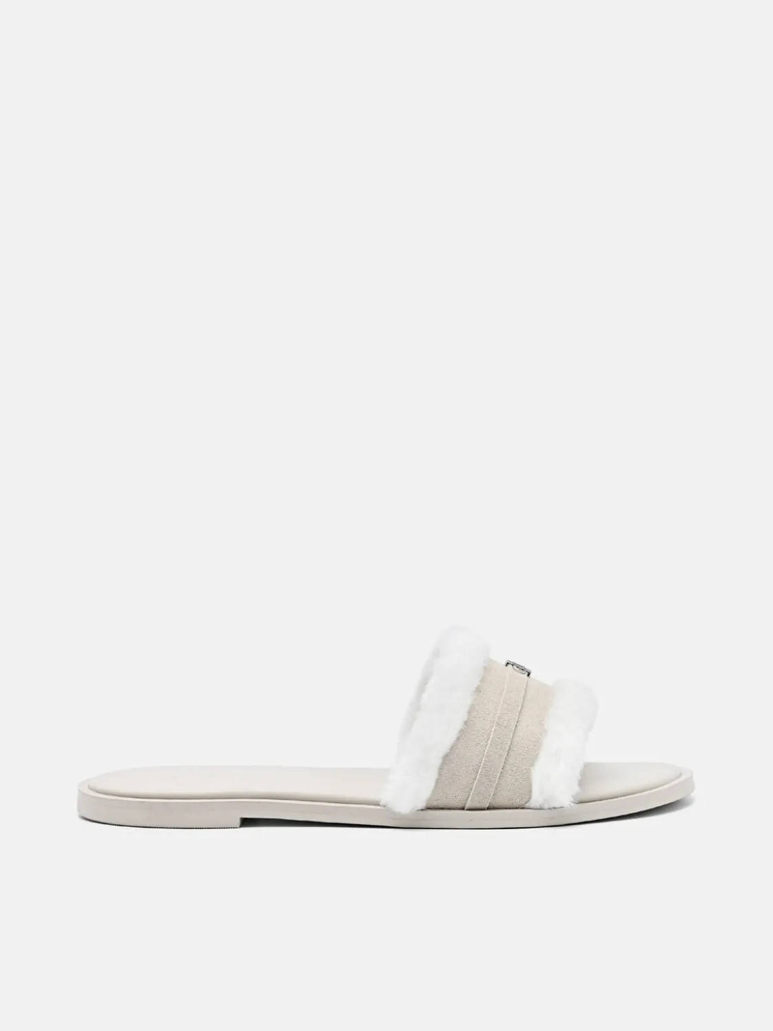 Suede Slide Sandals - Chalk
