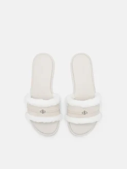 Suede Slide Sandals - Chalk